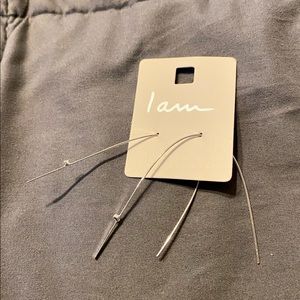 NWT I AM Brand Earrings Half Hoops with Small Jewel in front. NEVER BEEN WORN.